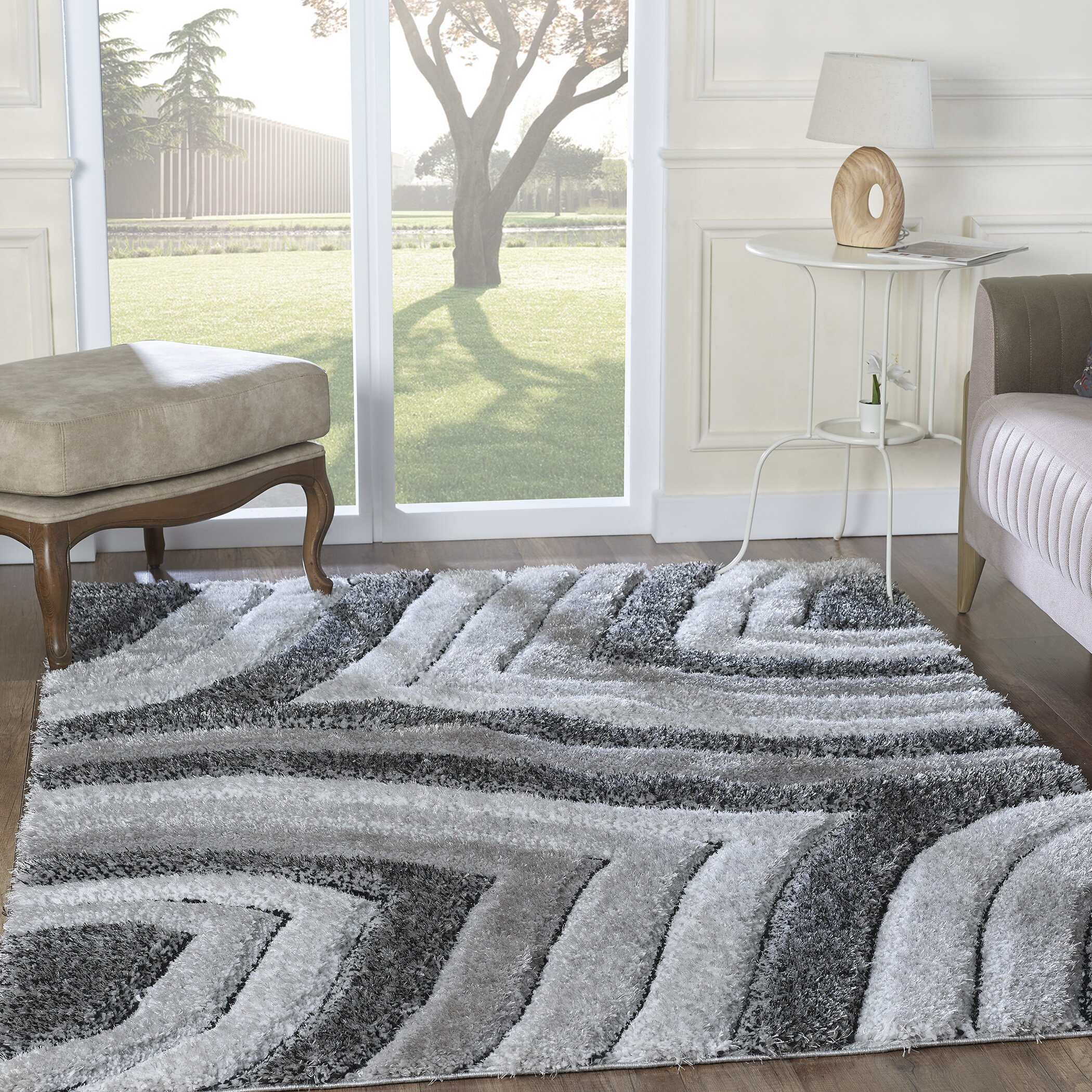 Orren Ellis Parmele Rectangle Abstract Machine Made Power Loom Polyester  Area Rug in Gray & Reviews | Wayfair